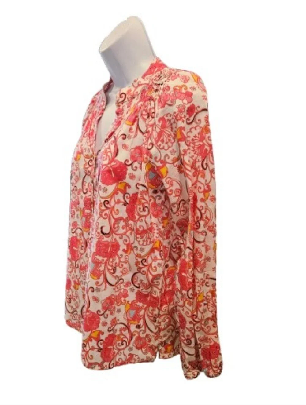 NWOT Lilly Pulitzer Pink Floral Paisley Cotton Peasant Blouse XS Boho Preppy